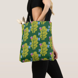 Bolsa Tote Padrão De Folgas Com Insetos De Cartoon Verde