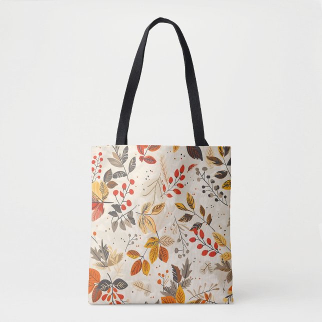 Bolsa Tote Padrão de Folha Estética (Frente)