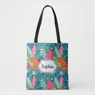 Bolsa Tote Padrão de folhagem da selva colorida urbana