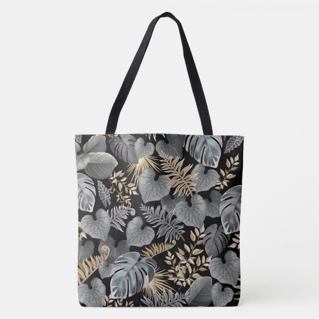 Bolsa Tote Padrão de Folhagem Tropical (Frente)