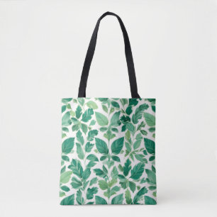 Bolsa Tote Padrão de Folhagem Verde Lush