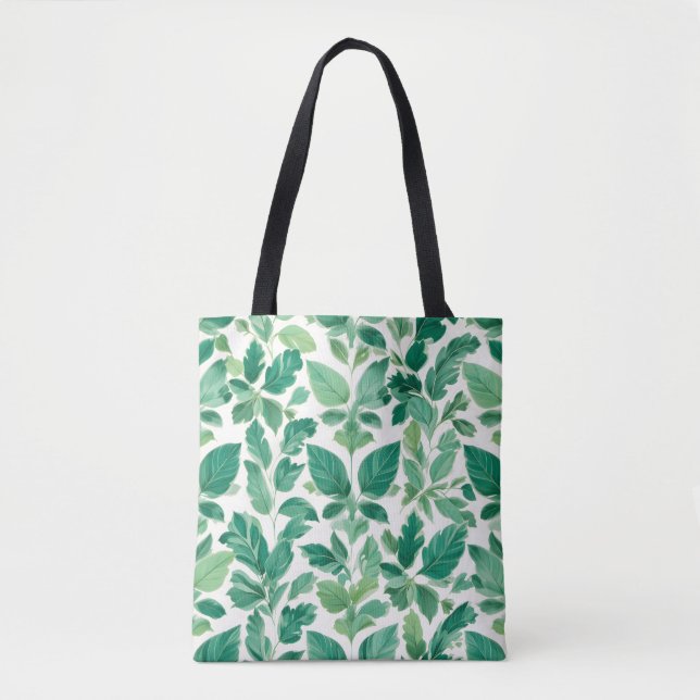 Bolsa Tote Padrão de Folhagem Verde Lush (Frente)