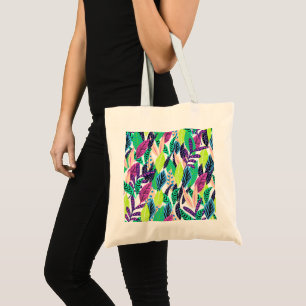 Bolsa Tote Padrão de Folhas da Floresta Tropical Moderna Colo