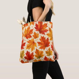 Bolsa Tote Padrão de Folhas de Bordo de Outono | Folha Vermel