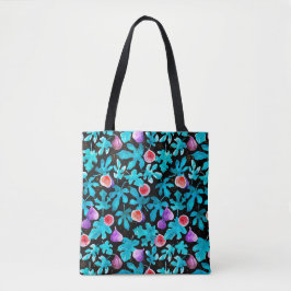 Bolsa Tote Padrão de folhas de figo com aquarela moderna