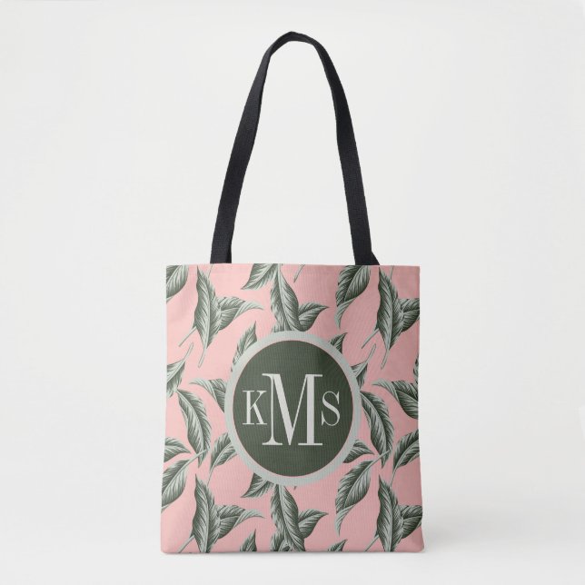 Bolsa Tote Padrão de Folhas de Jardim Tropicais (Frente)