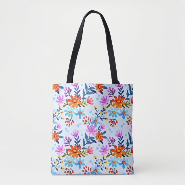 Bolsa Tote Padrão de Folhas Flores Lindas-6587 (Frente)