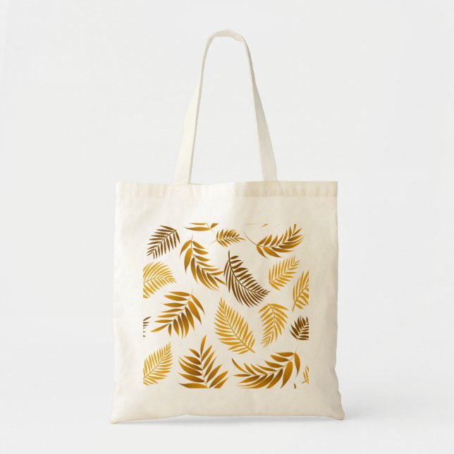 Bolsa Tote Padrão de Folhas Tropicais 22 (Frente)
