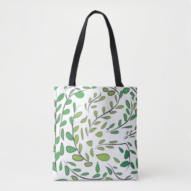 Bolsa Tote Padrão de Folhas Tropicais de Cores Molares Verde (Frente)