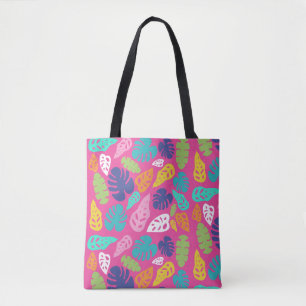 Bolsa Tote Padrão de Folhas Tropicais de Verão Brilhantes