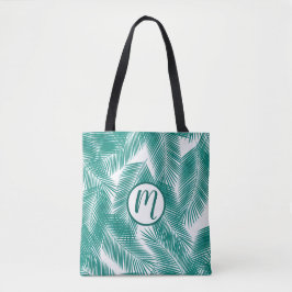Bolsa Tote Padrão de Folhas Tropicais Verdes