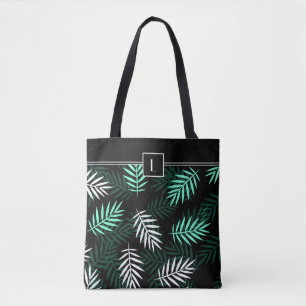 Bolsa Tote Padrão de Folhas Verdes Monograma