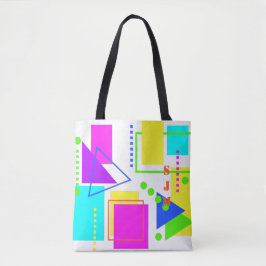 BOLSA TOTE PADRÃO DE FORMA 80S INICIAIS DE MONOGRAMAS NEON