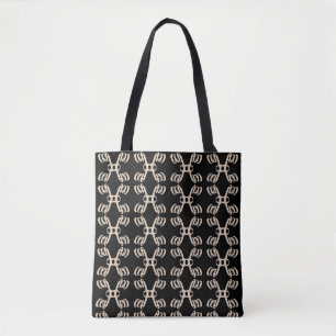 Bolsa Tote Padrão de forma preto e bege moderno