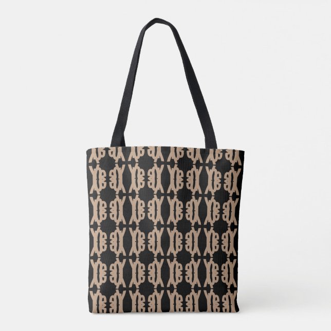 Bolsa Tote Padrão de forma preto e bege moderno (Verso)