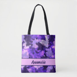 Bolsa Tote Padrão de Formas de Abstrato Azul e Legal Roxo