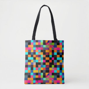 Bolsa Tote Padrão de Formas Geométricas Coloridas Vibrantes
