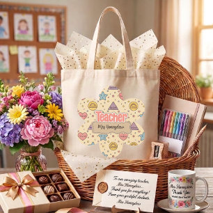 Bolsa Tote Padrão de Formas Matemáticas de Professor Rosa