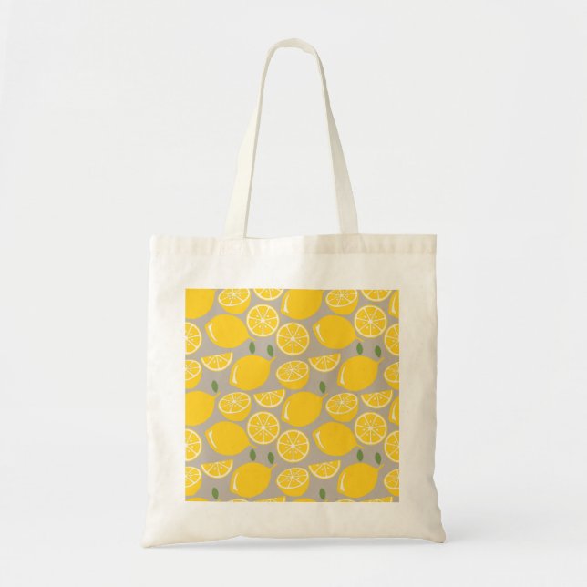 Bolsa Tote Padrão de fruta de limão amarelo (Frente)