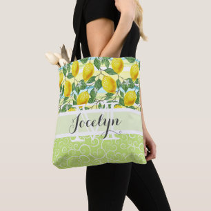 Bolsa Tote Padrão de Fruta de limão mediterrânico