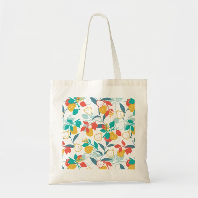 Bolsa Tote Padrão de Fruta de pera Primavera doce (Frente)
