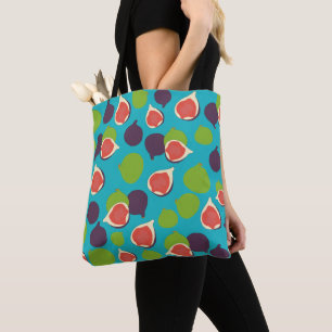 Bolsa Tote Padrão de Fruta de Verão da Fig Mediterrânica
