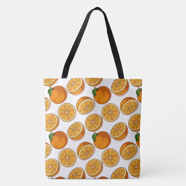 Bolsa Tote Padrão de Fruta Laranja Vibrante Citrus Pop sem co (Frente)