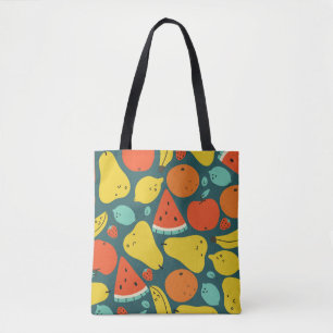 Bolsa Tote Padrão de Fruta tropical desenhada à mão