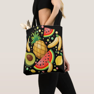 Bolsa Tote Padrão de Frutas de Verão Fresco