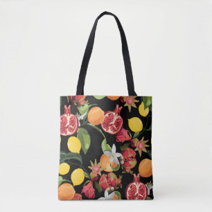 Bolsa Tote Padrão de Frutas Tropicais. Backgroun Exótico