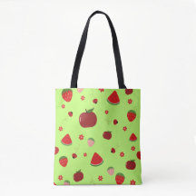 Padrão de Frutas Vermelhas Kawaii em Verde Lima
