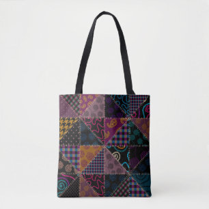 Bolsa Tote Padrão de fundo sem costura. Padrão de patch. Vi