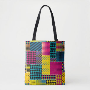 Bolsa Tote Padrão de fundo sem costura. Patches geométricas