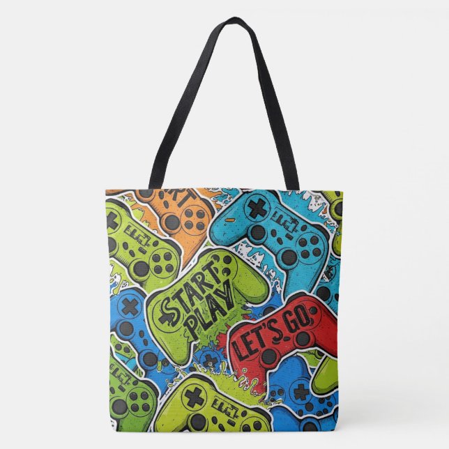 Bolsa Tote Padrão de Gamer (Frente)