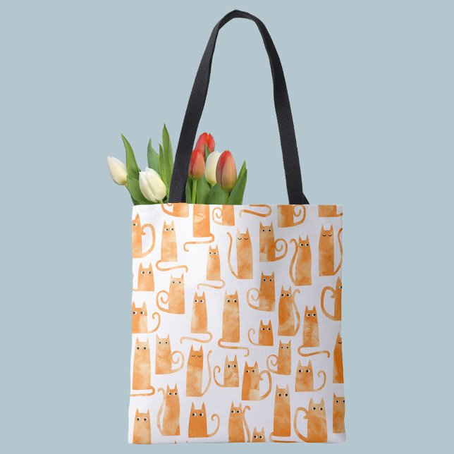 Bolsa Tote Padrão de Gato Laranja (Criador carregado)