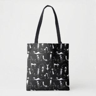 Bolsa Tote Padrão De Gatos Brancos Com Espinho Quente