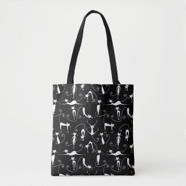 Bolsa Tote Padrão De Gatos Brancos Com Espinho Quente (Frente)