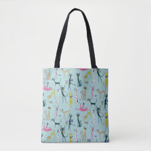 Bolsa Tote Padrão de Gatos Excêntricos e Coloridos Divertidos