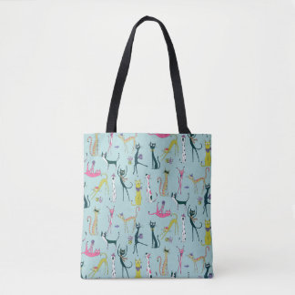 Bolsa Tote Padrão de Gatos Excêntricos e Coloridos Divertidos