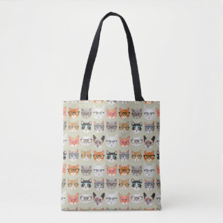 Bolsa Tote Padrão de Gatos Gatos Gelados Vestindo Óculos