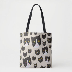 Bolsa Tote Padrão de gatos sem costura/