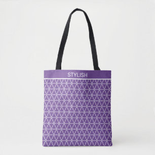 Bolsa Tote Padrão de geometria sagrada elegante em violeta e 