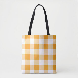 Bolsa Tote Padrão de Gingham Amarelo
