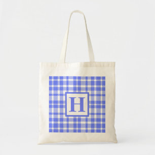Bolsa Tote Padrão de Gingham Azul