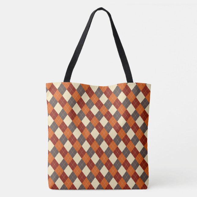 Bolsa Tote Padrão de Gingham de outono (Verso)