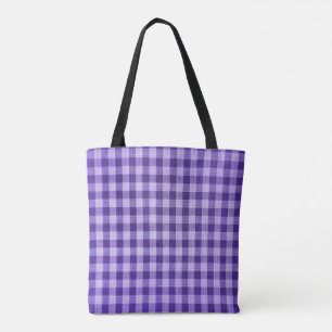 Bolsa Tote padrão de gingham roxo