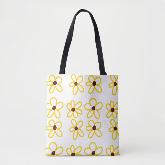 Bolsa Tote Padrão de girassol castanho-amarelo ventre floral  (Frente)