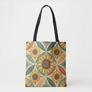 Bolsa Tote Padrão de girassol e folha Inspirado pela Nature