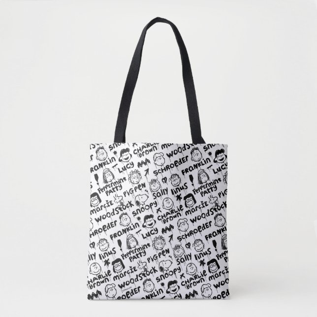 Bolsa Tote Padrão de Grafite de Caracteres de Pêssego (Frente)