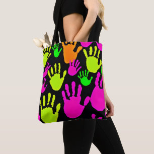 Bolsa Tote Padrão de Grafite de impressão manual neon